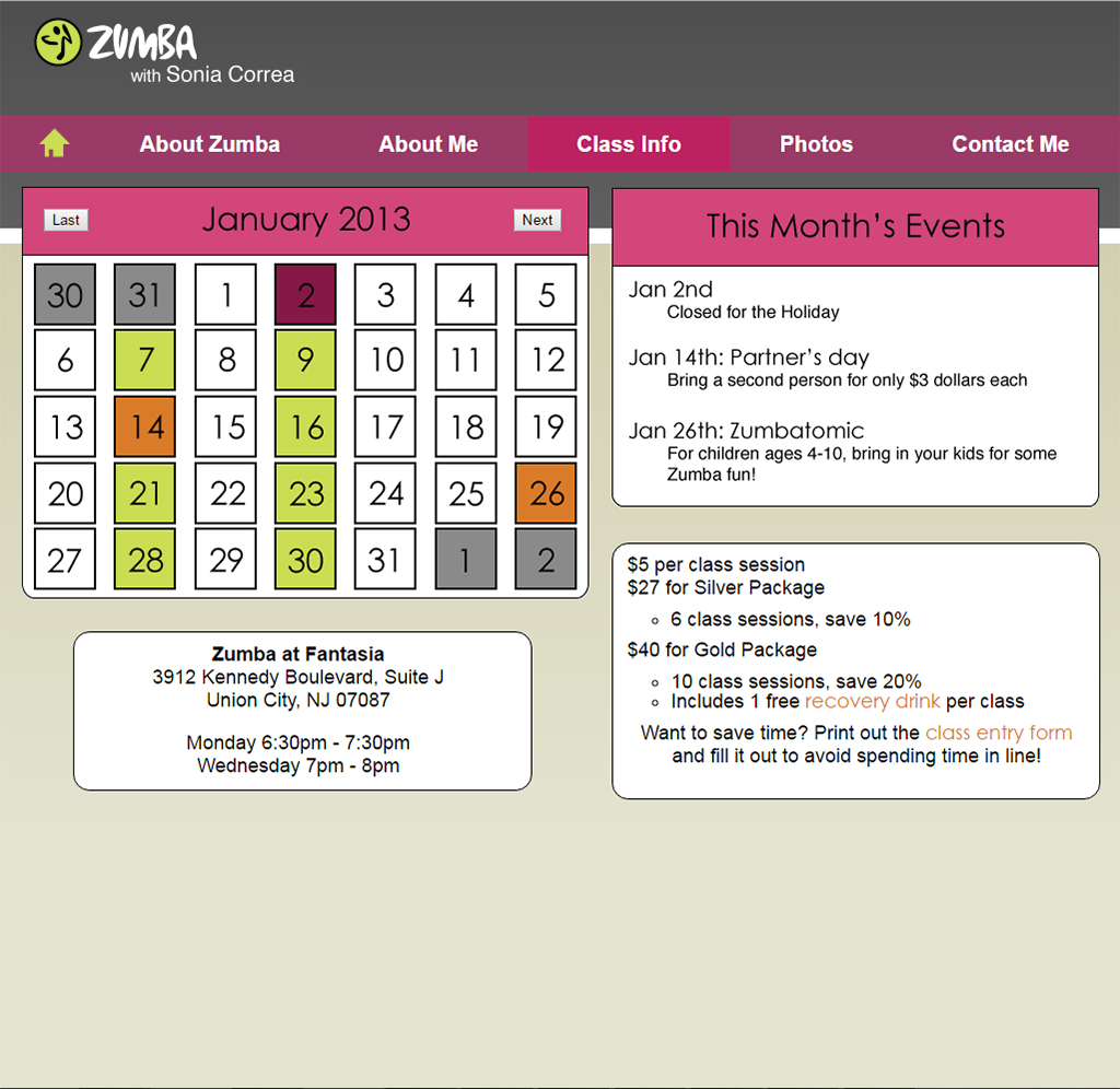 Class info tab contents